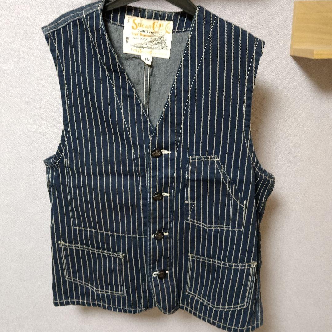 SUGAR CANE ウォバッシュベスト形が違います。ボタンが、機関車です。美品