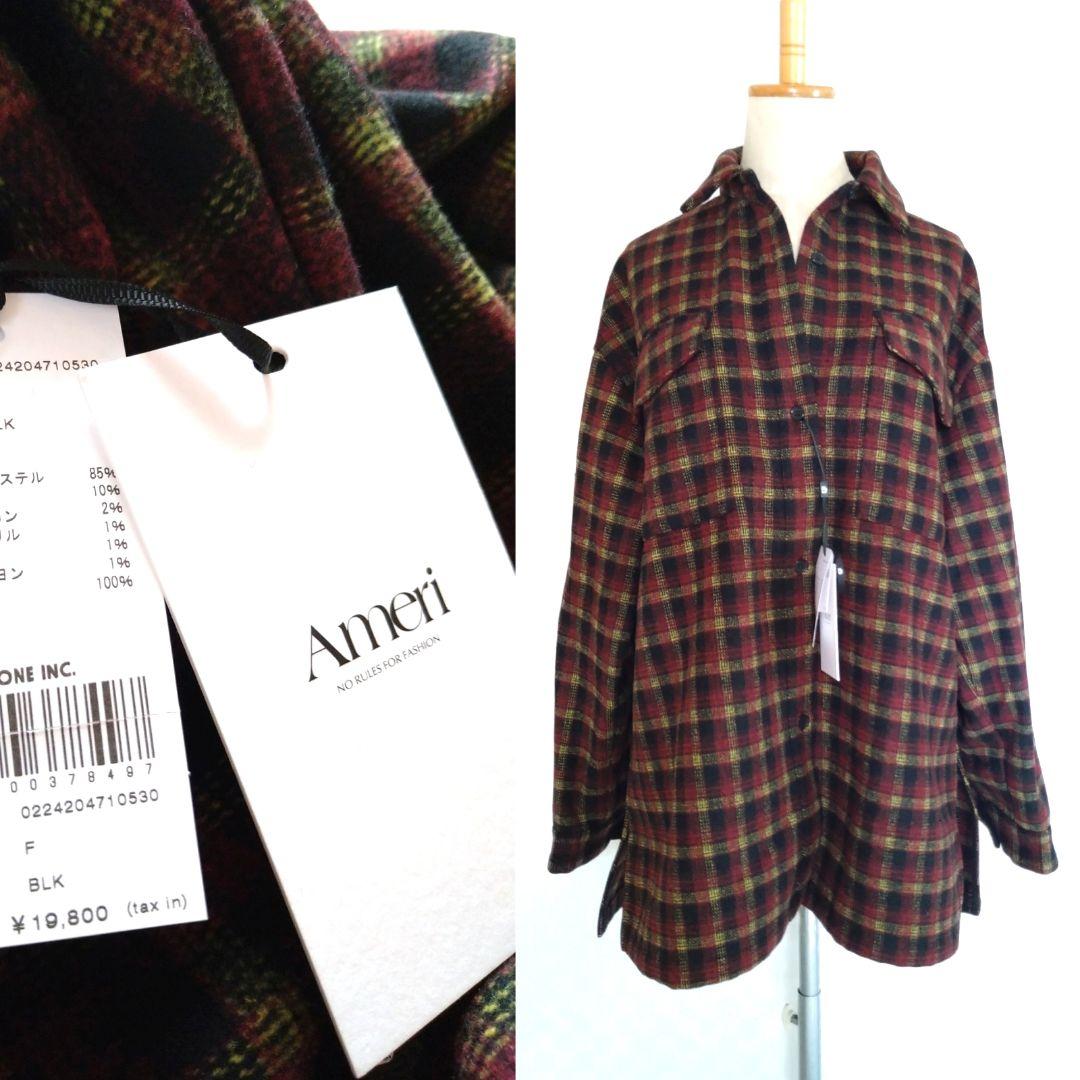 【新品タグ付】AMERI UND CHECK WOOL OVER SHIRT