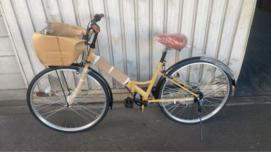 シティサイクル 折りたたみ自転車26ママチャリ シマノ６段変速カゴ鍵オートライト