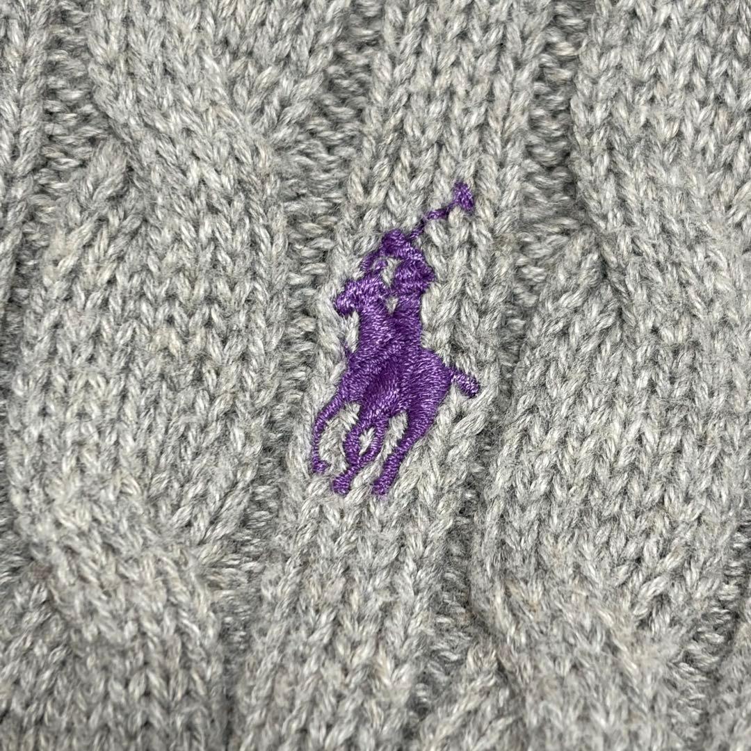 極美品　ラルフローレン　ぺプラム　ケーブルニットカーディガン　グレー　160 M