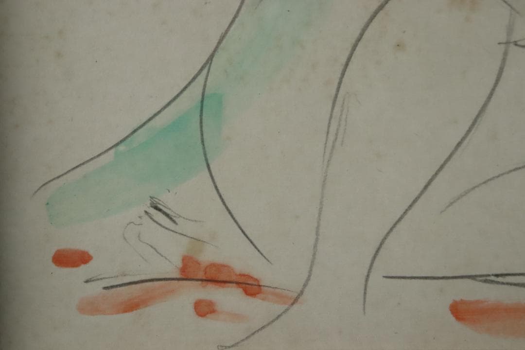 真作保証 井上長三郎 「レダ」 水彩 肉筆 色紙額装 自由美術家協会会員