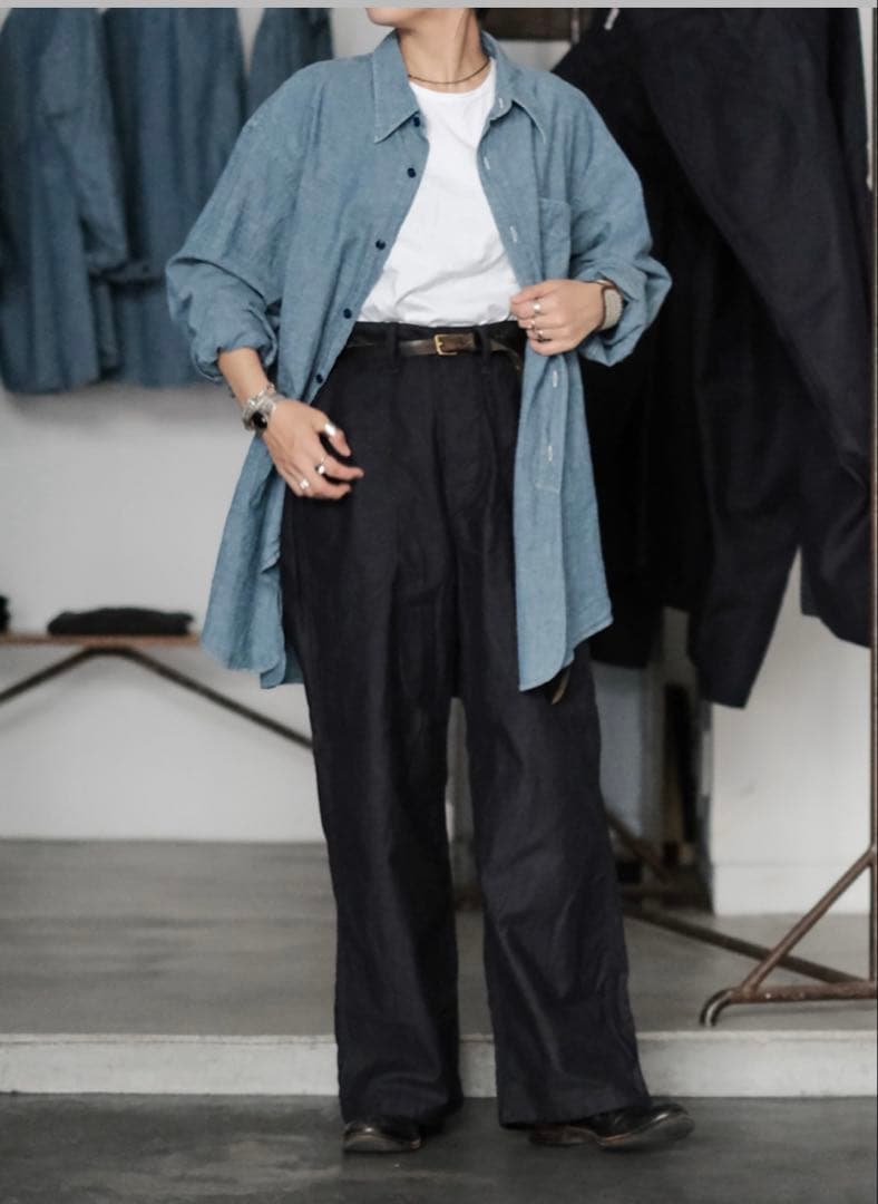フィグベル 別注　CHAMBRAY LONG DRESS SHIRT