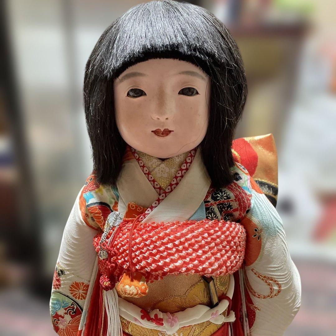 アンティーク・日本人形 市松人形 伝統的和装(着物を脱がせて作者確認済)