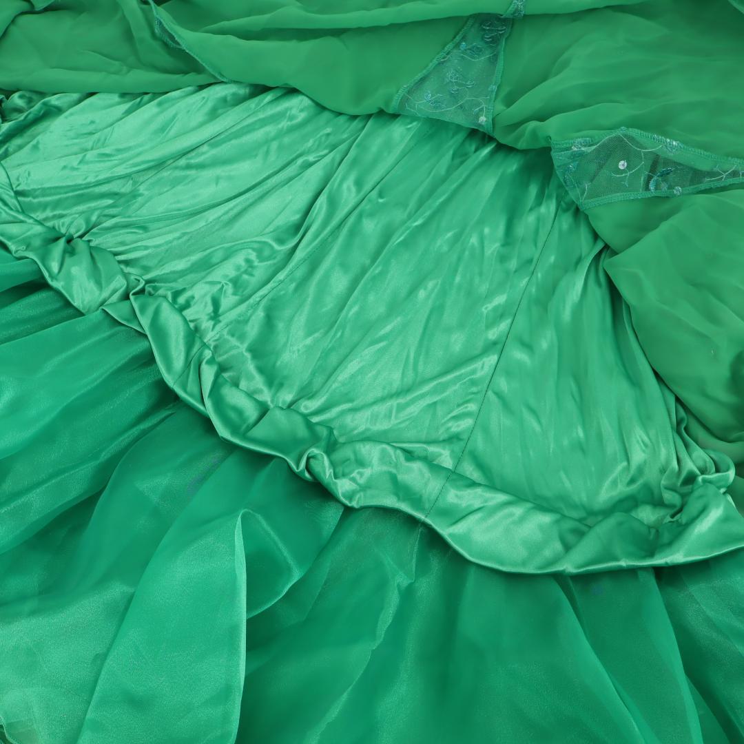 【美品 社交ダンス衣装】鮮やかグリーン×レース地 ドレス スタンダード モダン