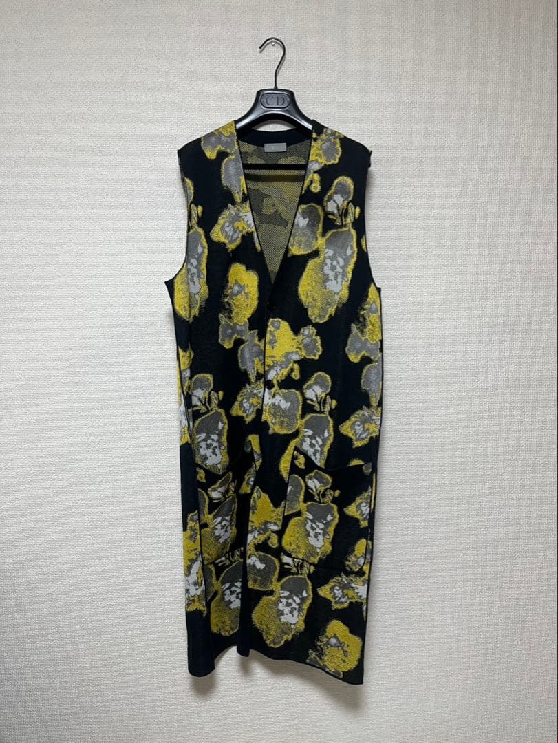 Dior homme ロング　ニット　黒　ブラック　ベスト 15aw 総柄