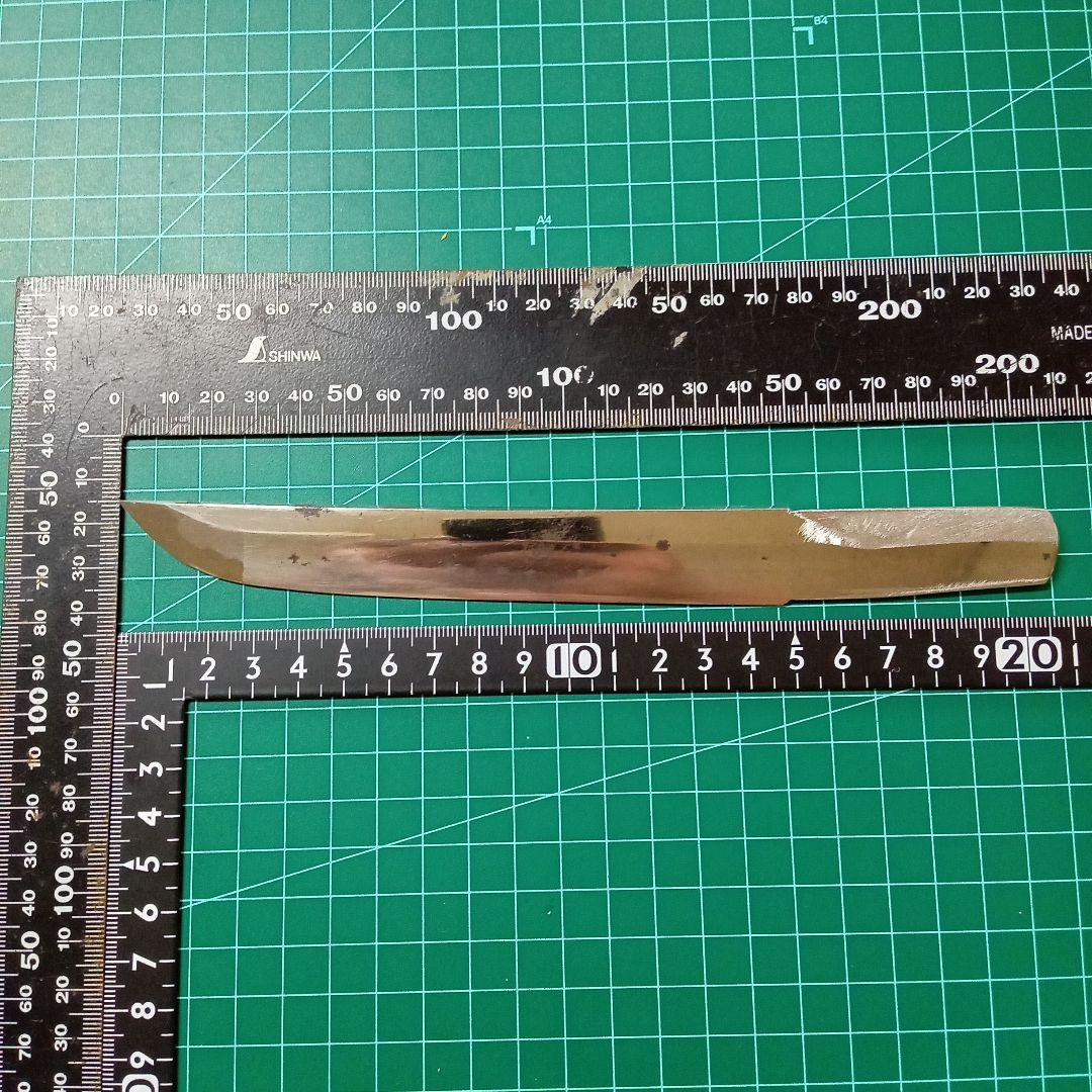 【ナイフ加工用玉鋼/合法サイズ】無銘脇差/錆身日本刀切先部分残欠※刃引き済み※