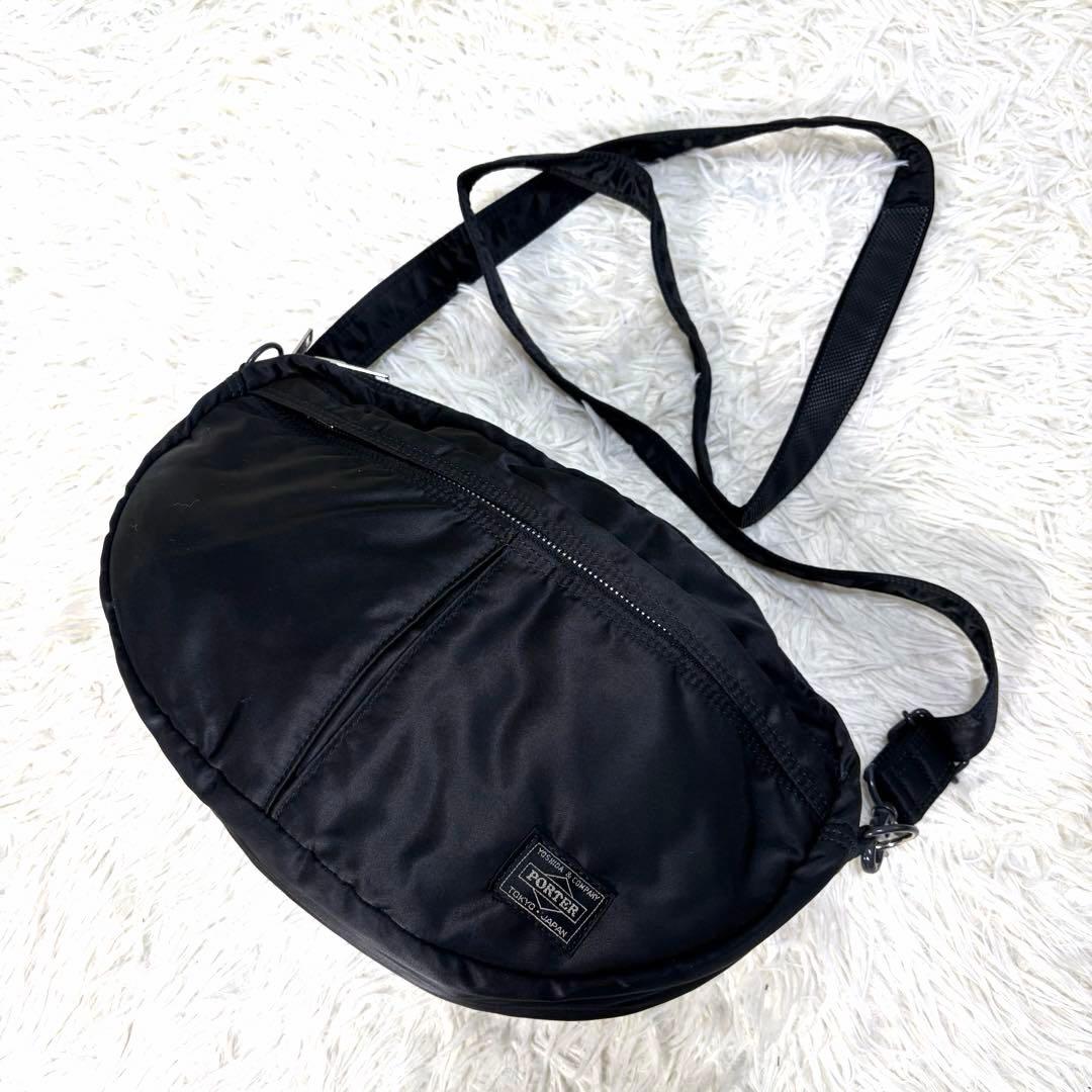 【美品】PORTER タンカー ハーフムーン 三日月 ショルダーバッグ ブラック