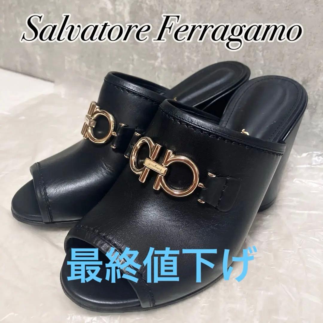 超希少　未使用級　サルヴァトーレフェラガモ　ミュールサンダル　ガンチーニ　レザー