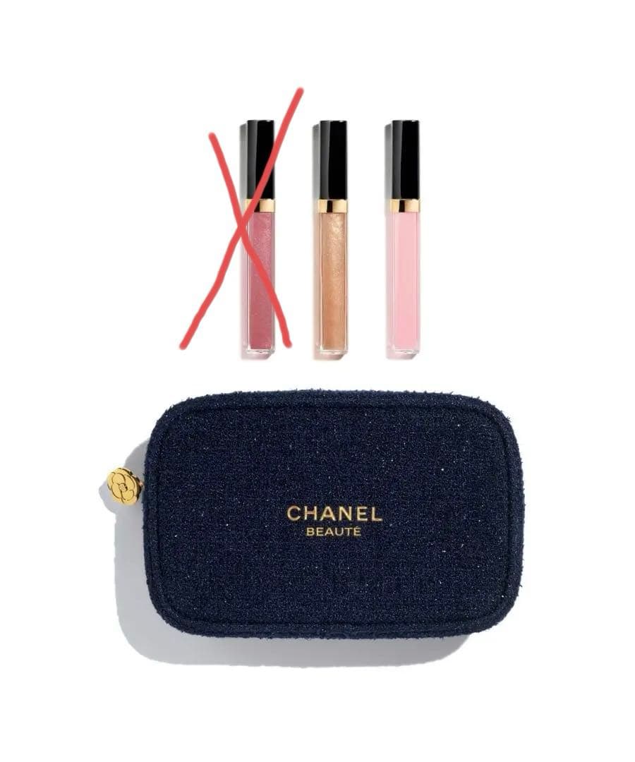 2025 CHANEL クリスマスコフレ　リップグロス２本・ポーチ　巾着、箱つき