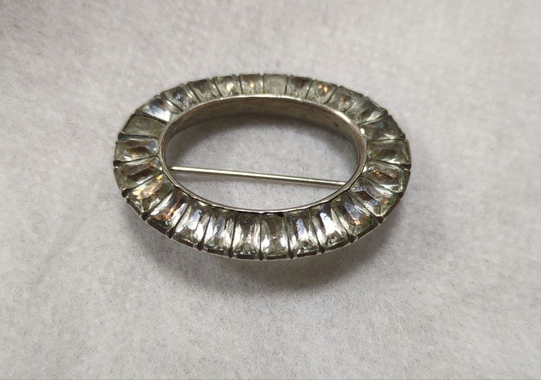 アンティーク　ジョージアン　オーバル　ペースト　ガラス　ブローチ