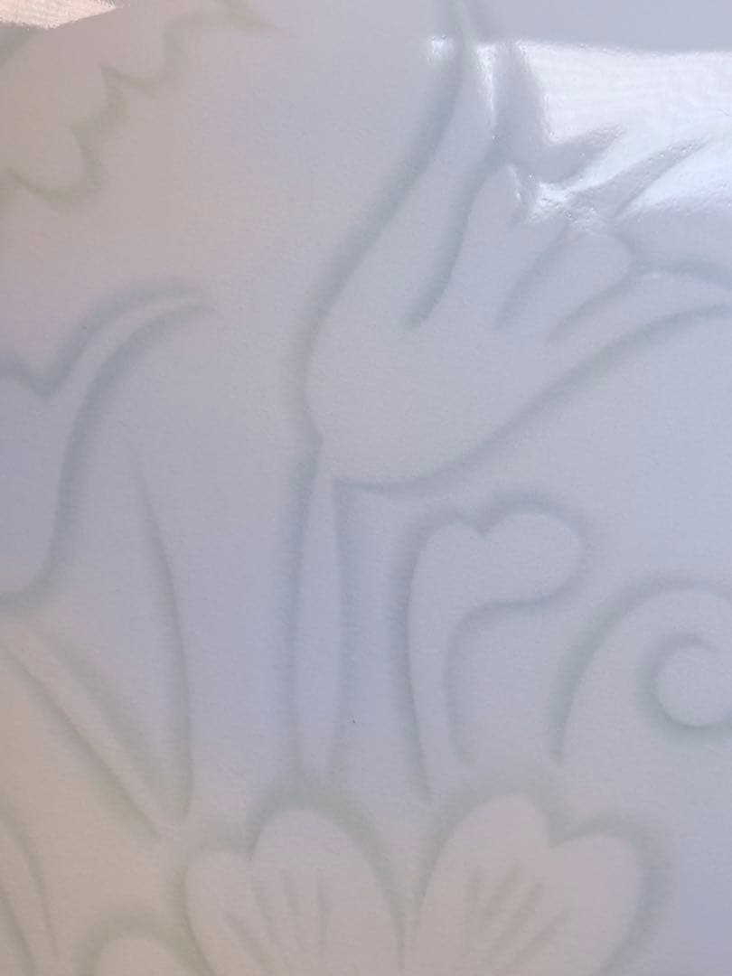 人間国宝　井上萬二作　青白磁彫文面取　大作　36㎝　販売価格120万円　本物保証