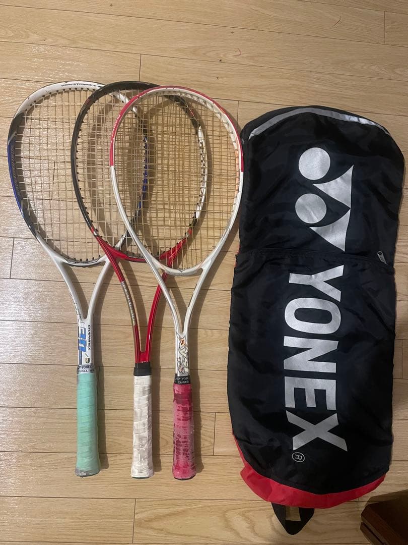 YONEX MIZUNO 軟式テニスラケット 3本セット　専用カバー付き