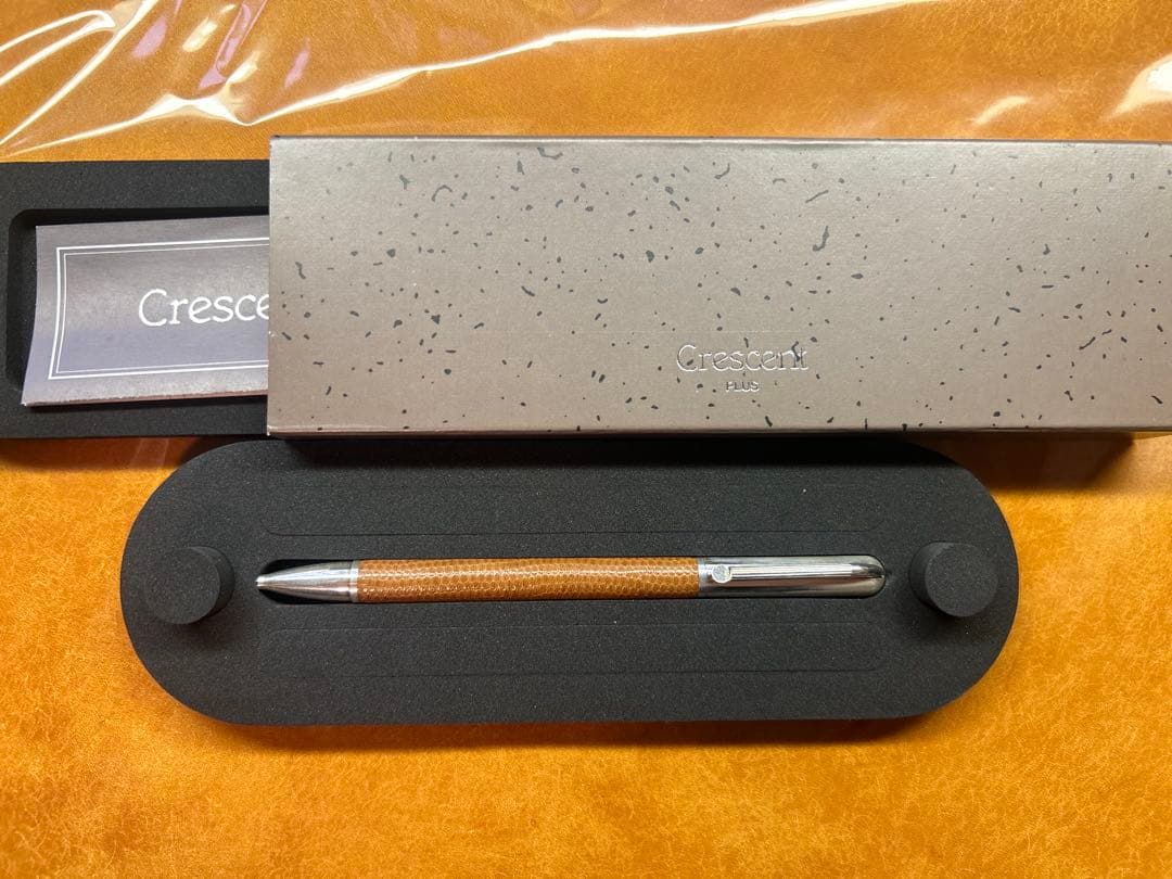 プラス　クレセント　ボールペン　スターリングシルバー&レザー