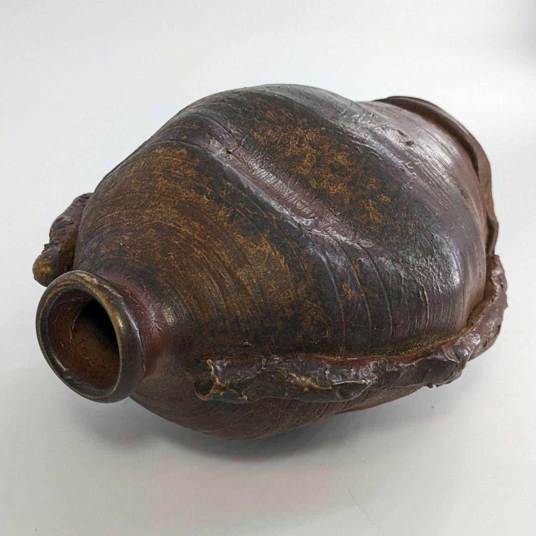 超希少 木南知加選 備前焼 舟虫花入 花器 フラワーベース 花瓶 華道具 花生