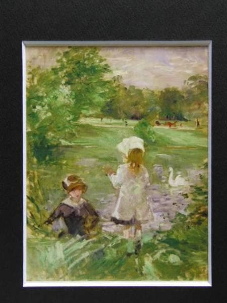 ベルト・モリゾ、「湖畔」、希少な画集より、新品高級額・額装付