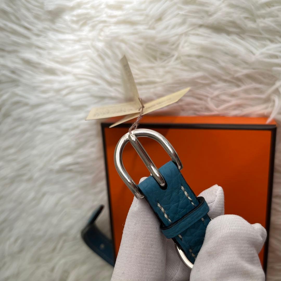 新品 HERMES エルメス ケリー 首輪 犬用 ペット用品 ブルー 箱タグ付