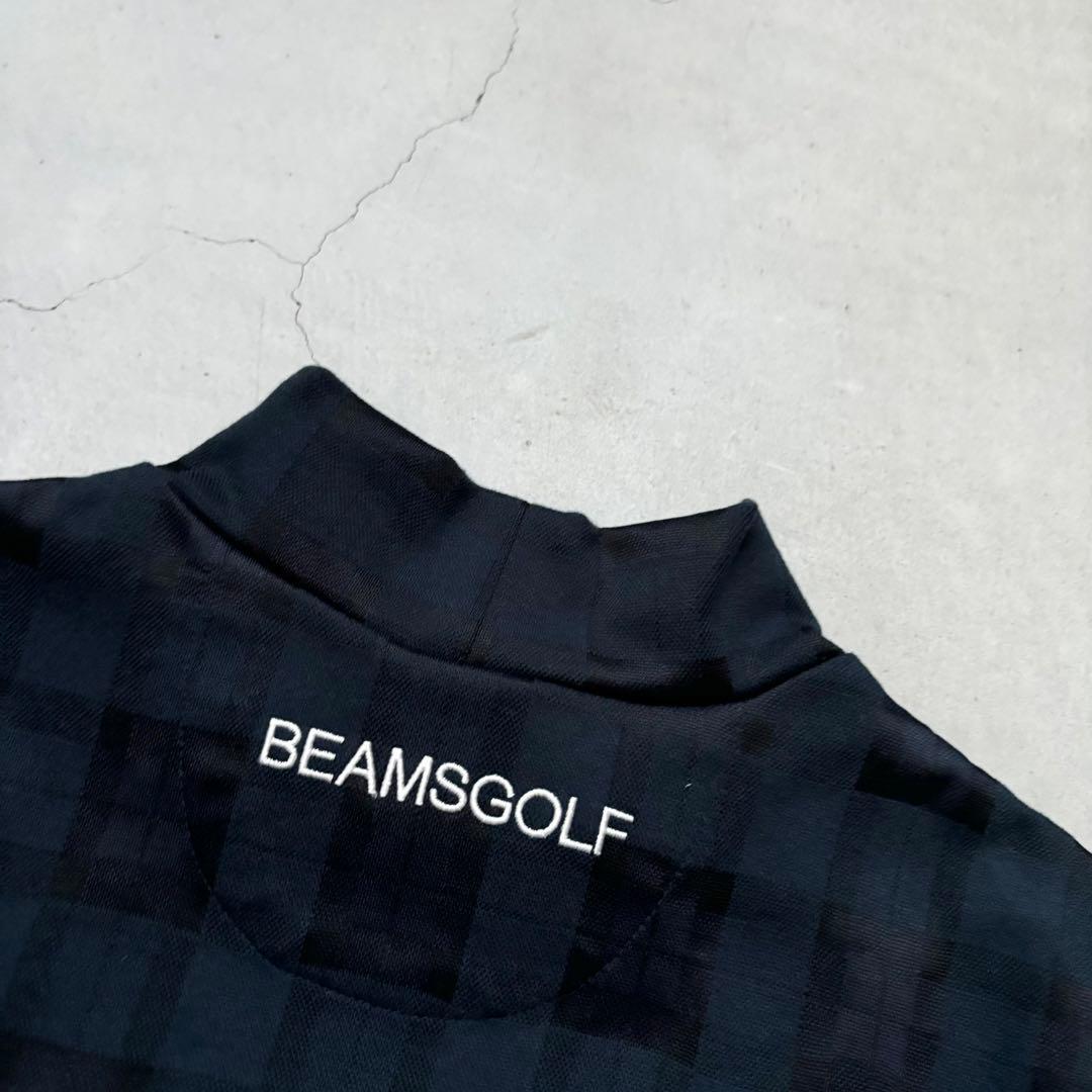 【美品】BEAMS GOLF パープルレーベル チェック柄モックネック長袖シャツ