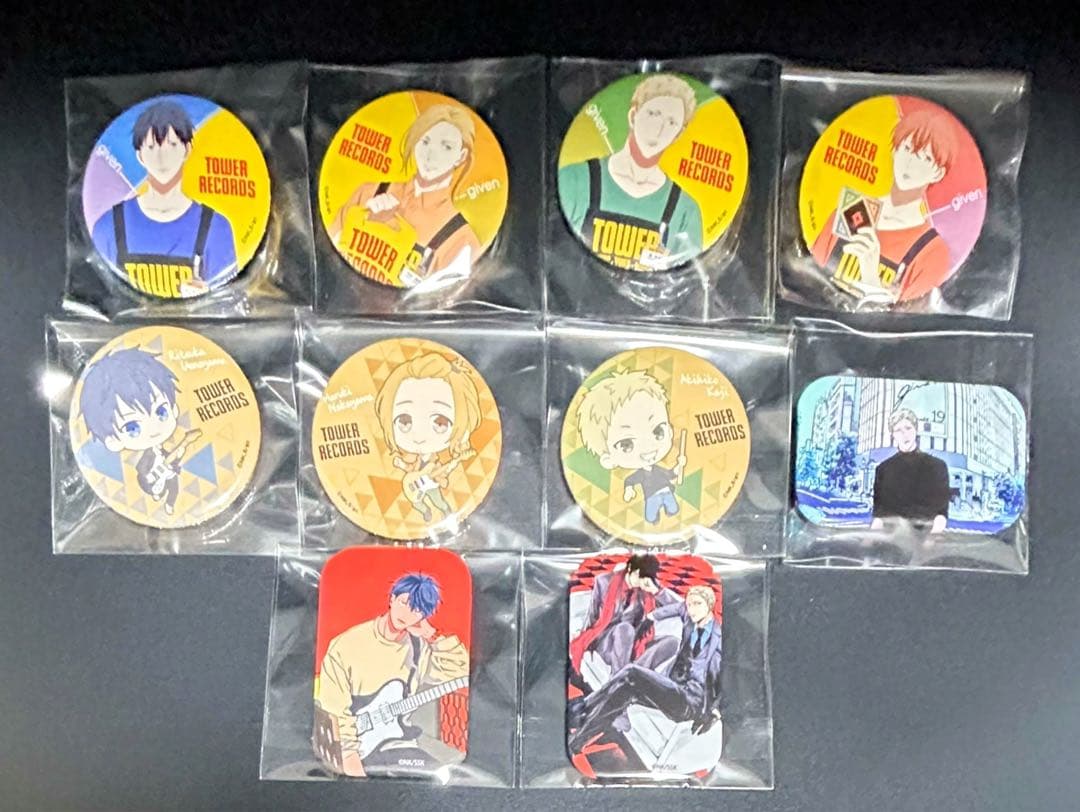 ギヴン given 缶バッジ 10種 TOWER RECORDS タワレコ