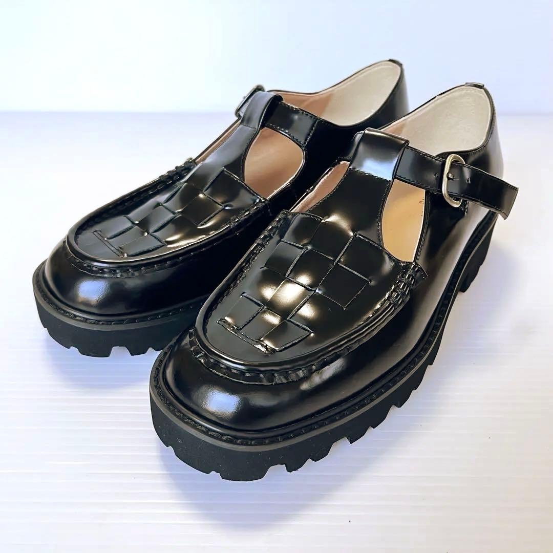 未使用✨ 【 北欧、暮らしの道具店 】 Tストラップシューズ 本革 黒 23.5