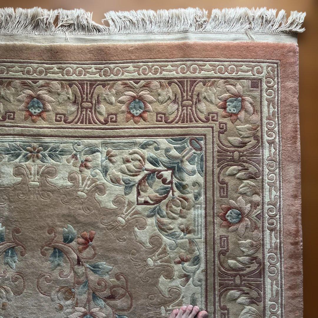 中国緞通　ウール製　千代田絨毯　花柄カーペット 181X 273cm