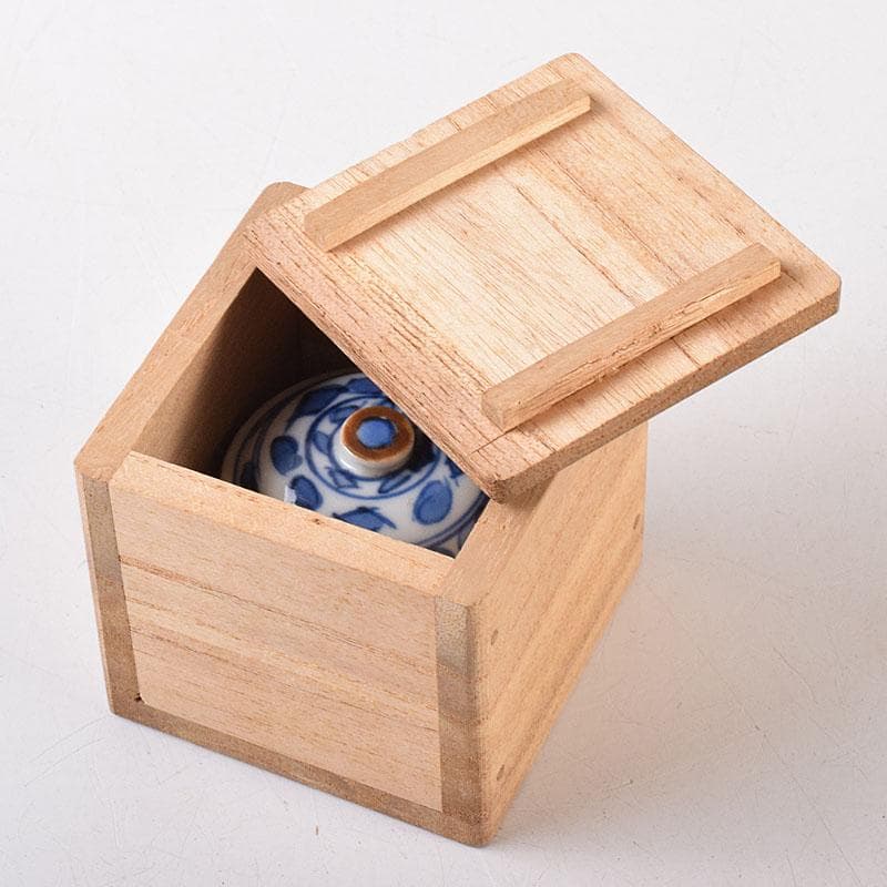 中国　新渡青花　花文　蓋壺　小壷　スンコロク　宋胡録　時代箱　C　R8683