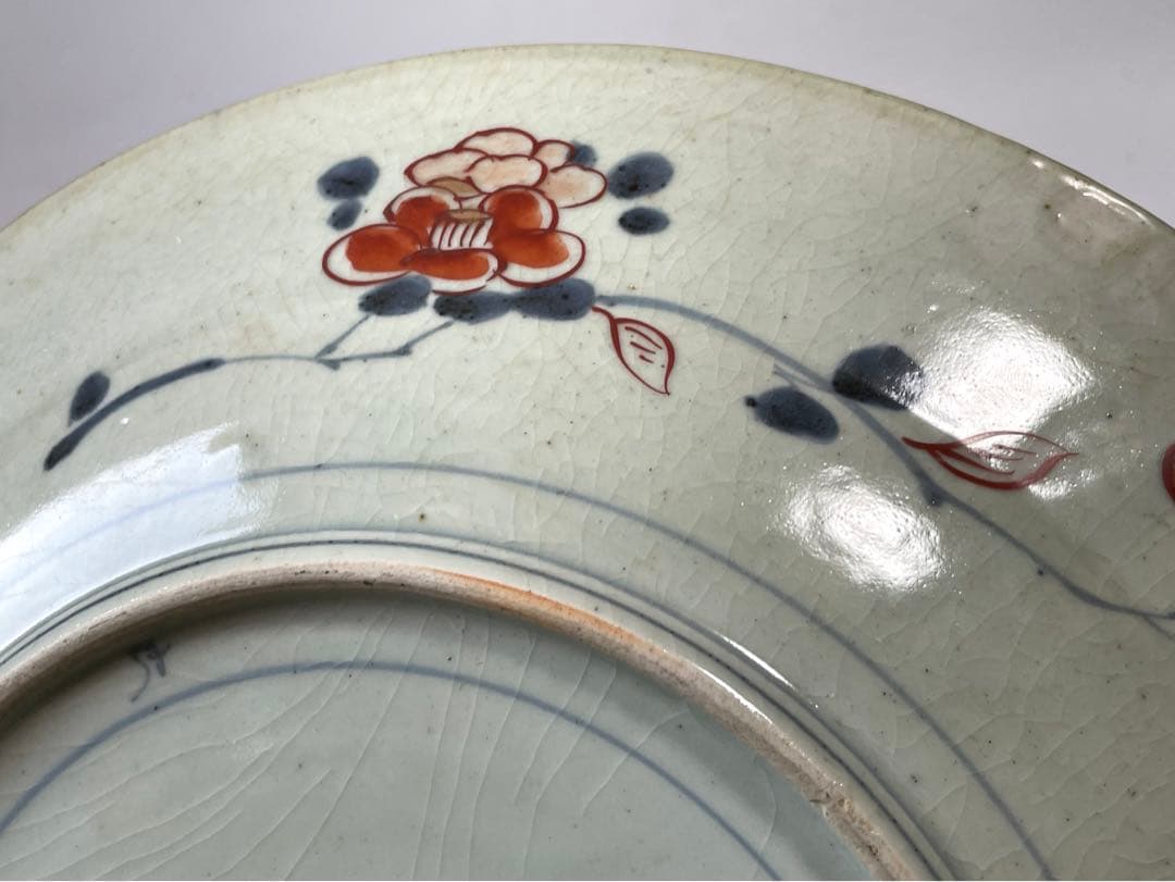 アンティーク　骨董　古伊万里　輸出伊万里　色絵　花瓶文　大皿　尺皿　飾り皿　金襴