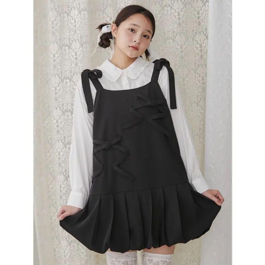 merry jenny ミニキャミribbonバルーンワンピース ブラック