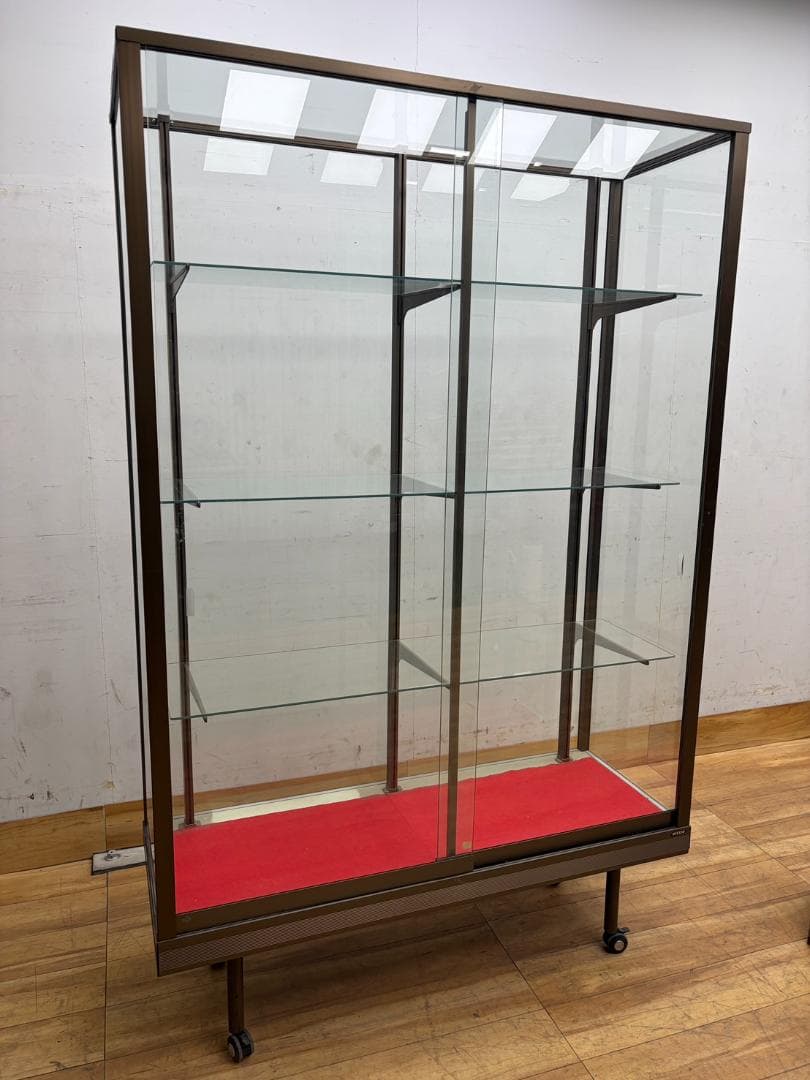 NISSIN　ガラスショーケース　キャスター付き　店舗用