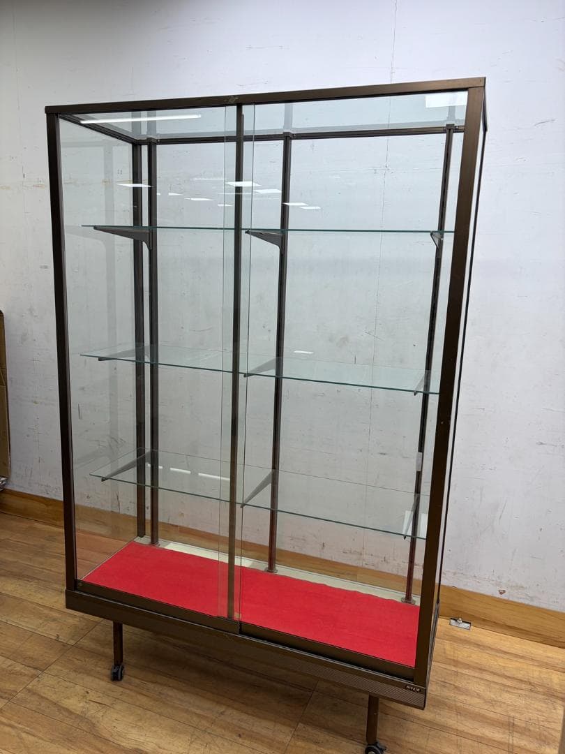 NISSIN　ガラスショーケース　キャスター付き　店舗用