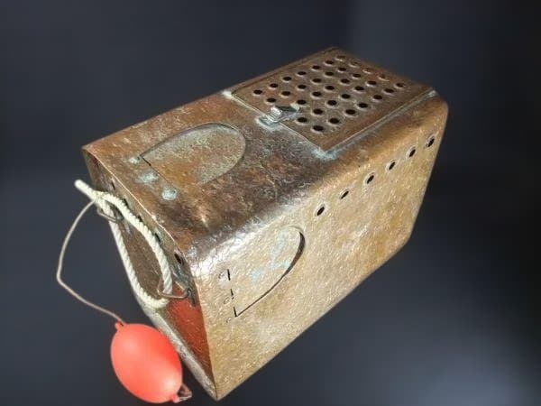 手作り 鮎缶 銅製 アユ釣り 昭和レトロ 古民具 逸品