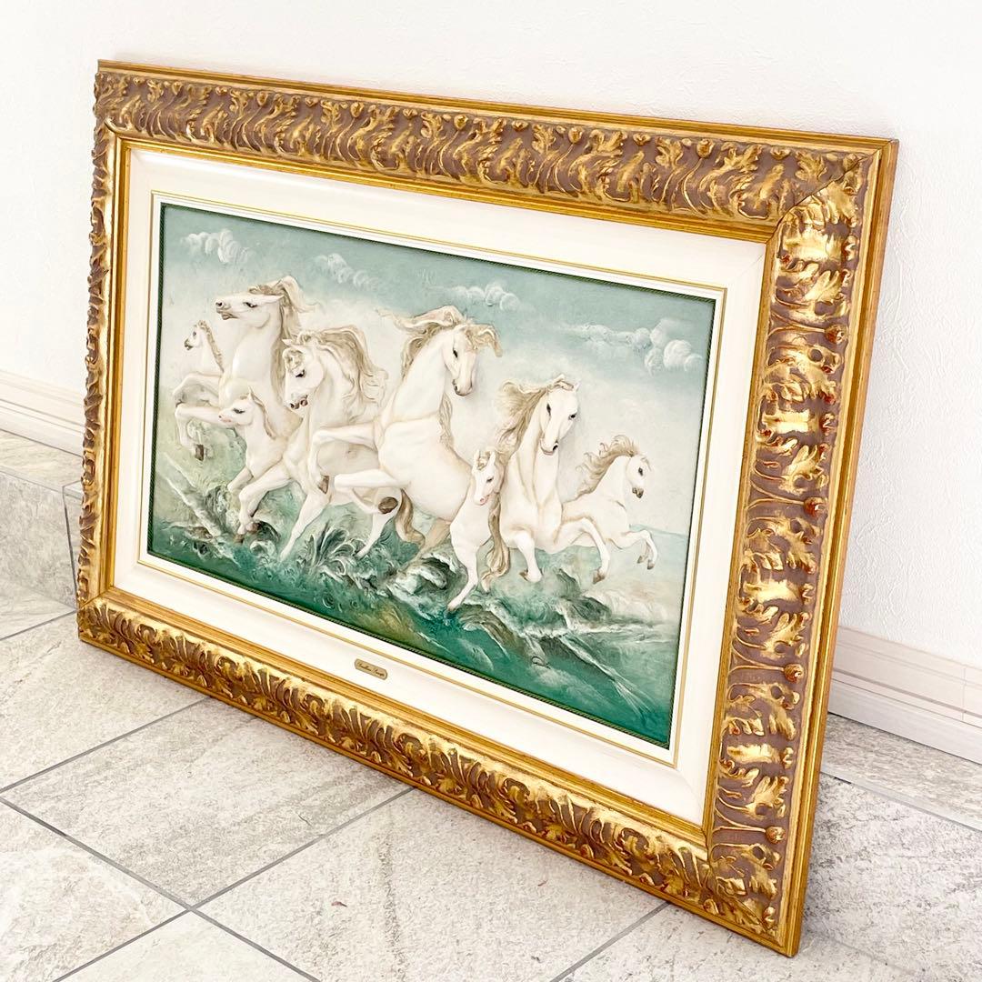 イタリア porcellane PRINCIPE プリンシペ 陶額 白馬 高級