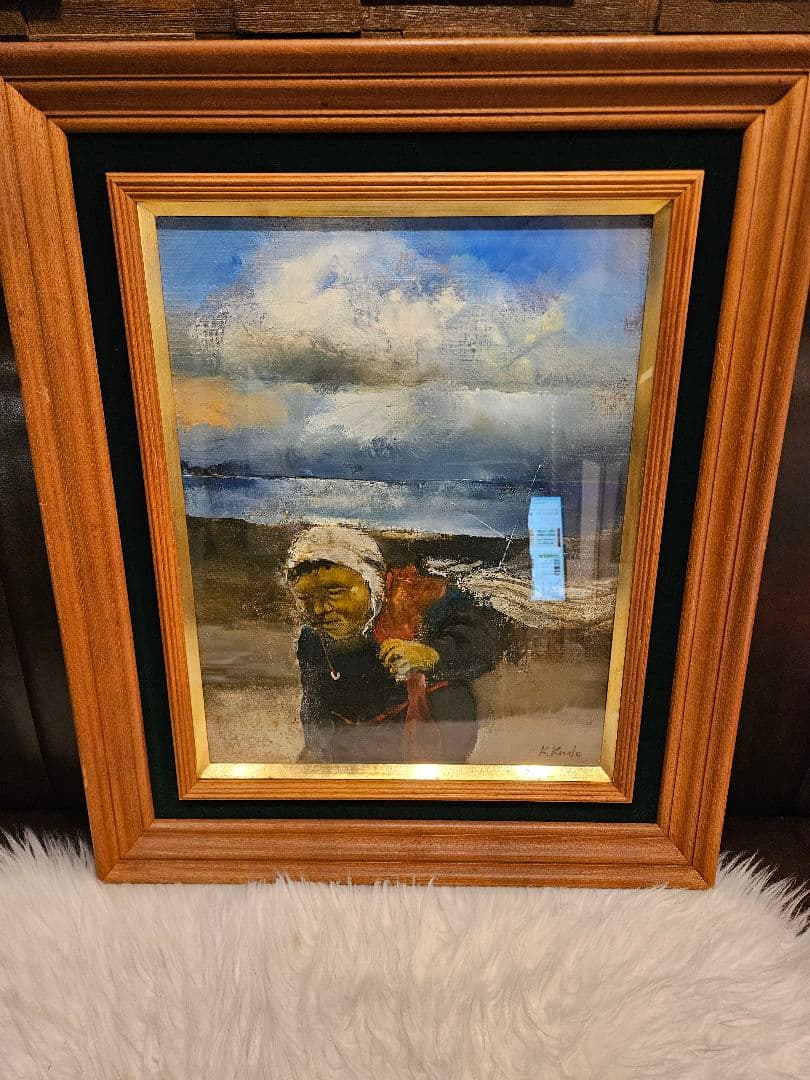 工藤和男「浜の女」油彩 F6号 創元会元会長 労働者の賛歌 一枚の繪 逸品