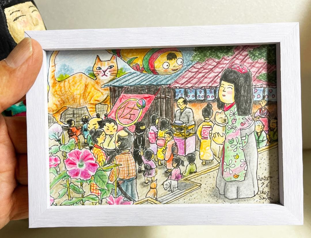 ま*み様 木製オリジナルこけしとオリジナル絵画セット（by ShuzSaya/絵