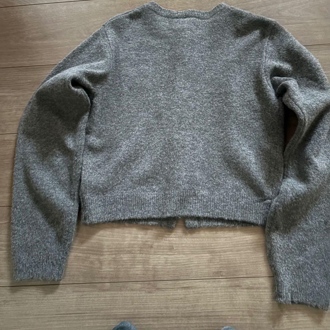 トップス eaphi compact logoknit cardigan gray