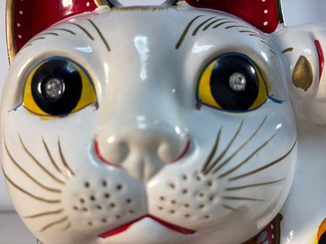 招き猫 多治見 郷土玩具 豪華前垂れ 骨董 アンティーク 縁起物 猫 置物