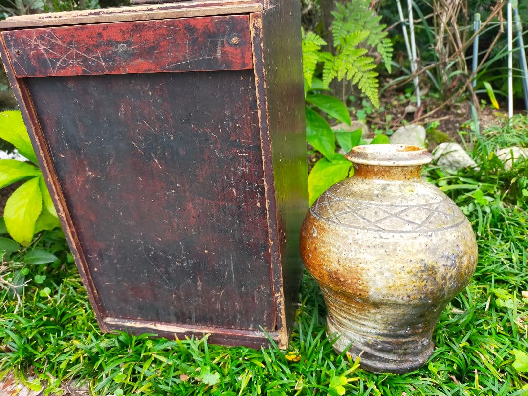 ♥信楽　檜垣文　花瓶　時代箱付き　壺　壷　骨董品