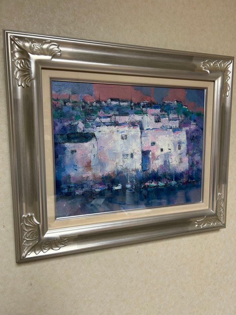 藤永正人　油彩画 [浜辺の街] 6号