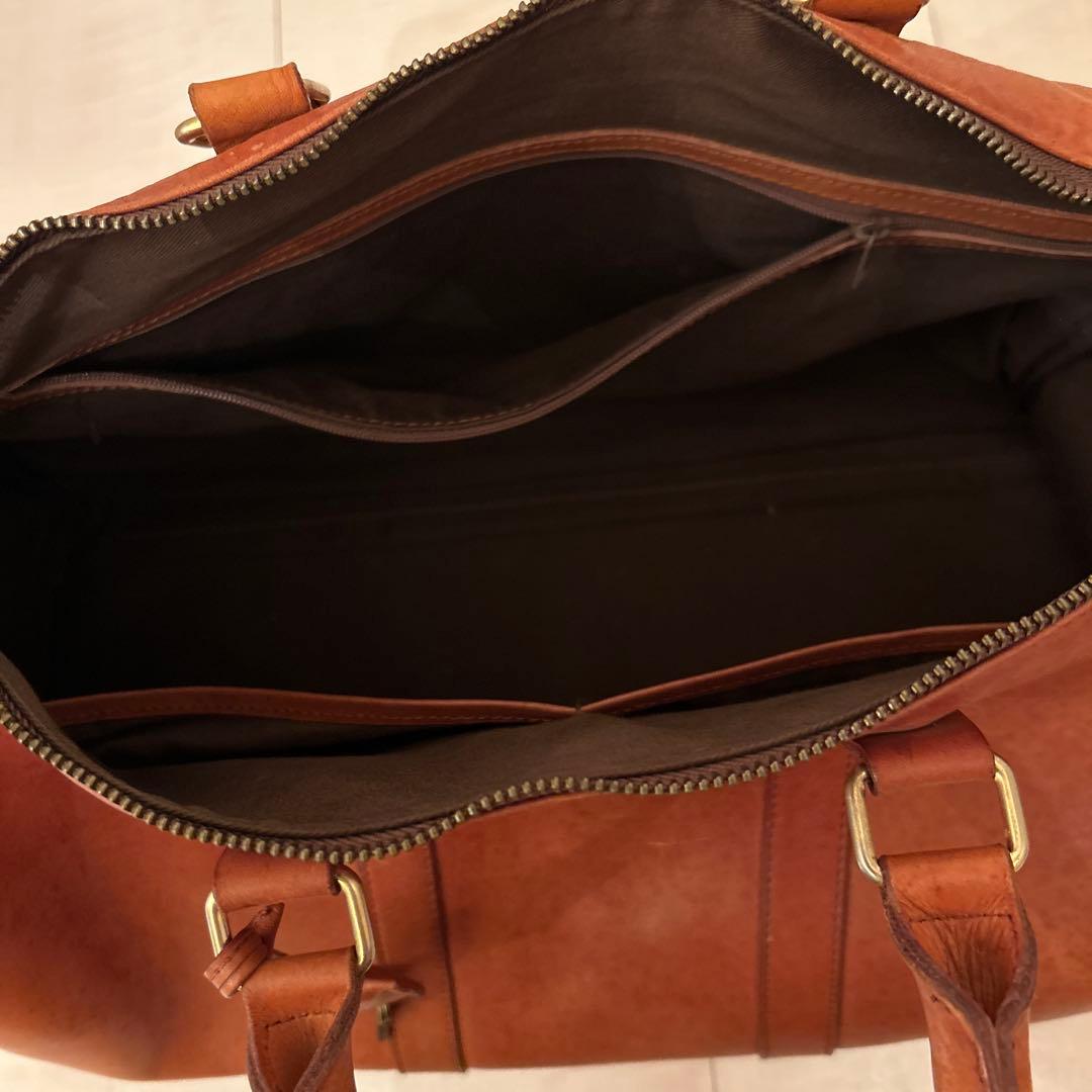 ヌメ革 ボストンバッグ 錠前・鍵付き 肩掛けベルト付き ヴィンテージ