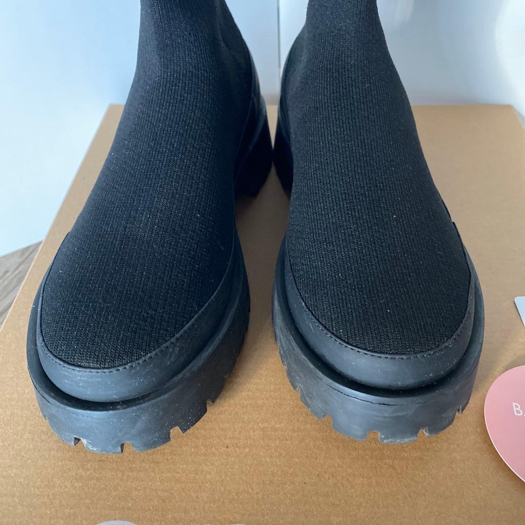 emmi ニットブーツ　厚底　黒　24cm