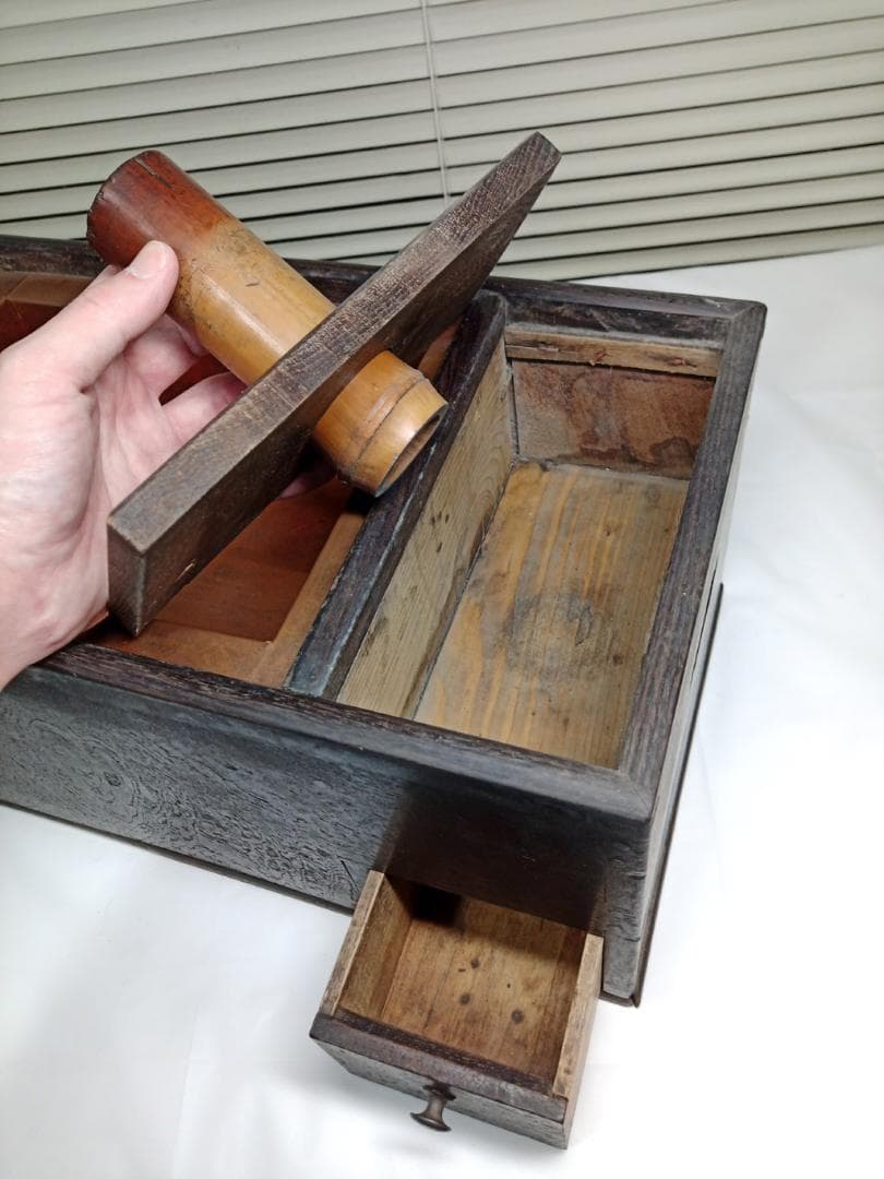 囲炉裏 江戸火鉢 長火鉢 無垢欅 銅落とし 手あぶり火鉢 小型 ミニサイズ