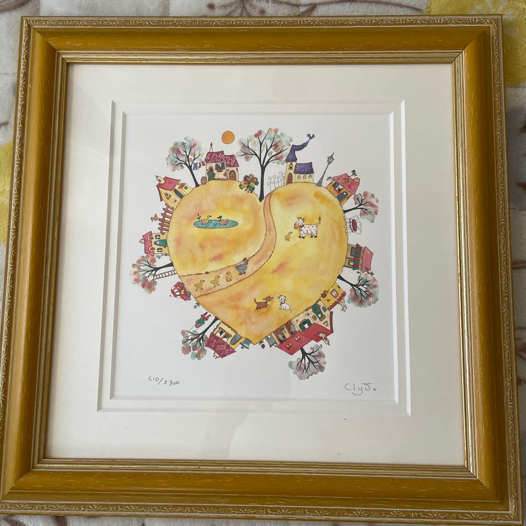 【美品】絵画　クリープ　ゴールデンハート　シリアルナンバーあり　木製額付き