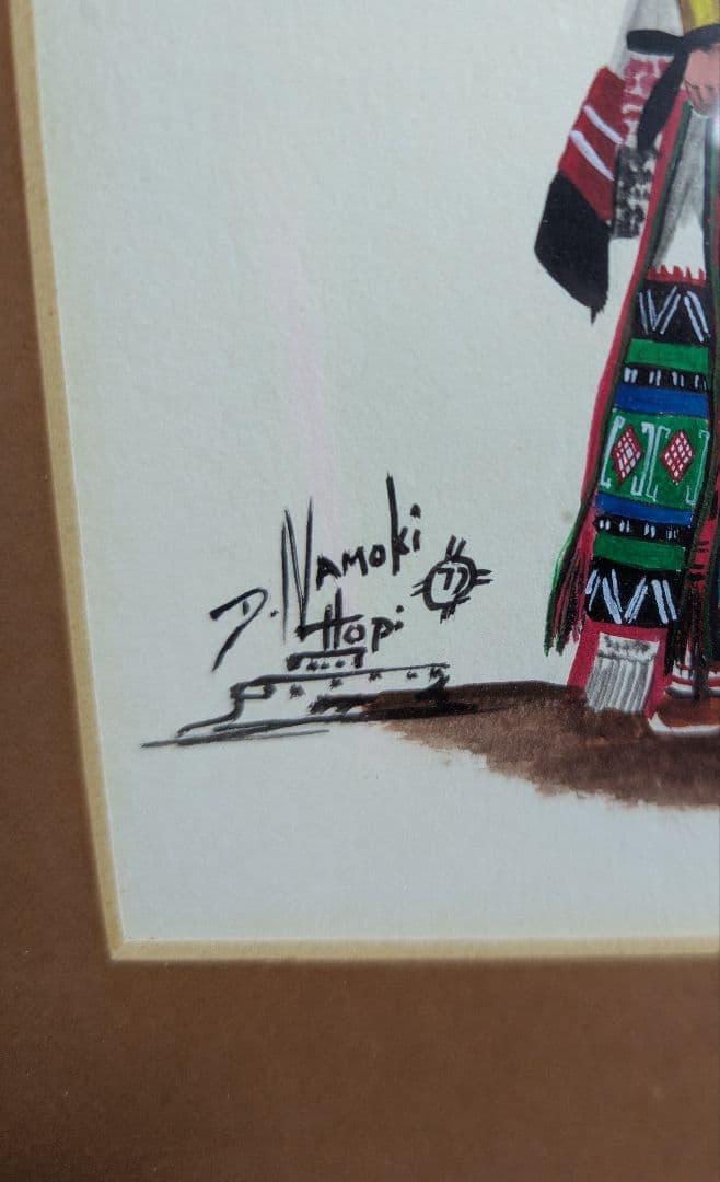 ホピ族 水彩画 サイン入り