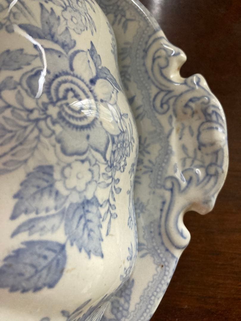 【美品】アンティーク　チュリーン ブルー＆ホワイト アジアティックフェザンツ