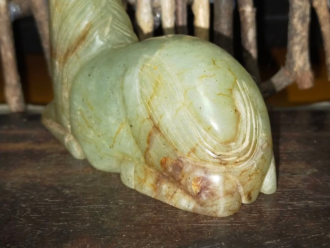 ♥値下げ！♥　中国　玉製　彫刻　馬　石製　置物　骨董　古玩