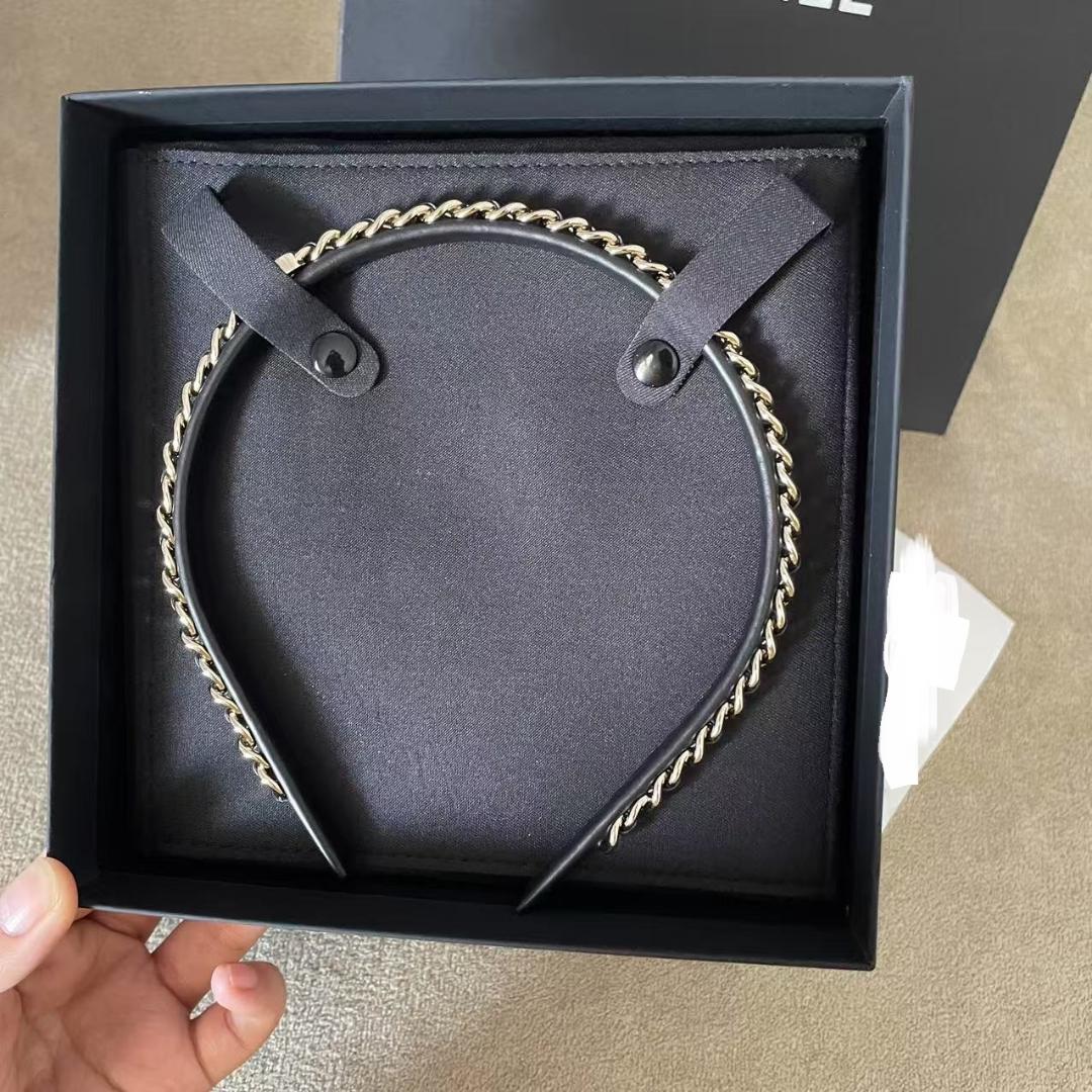 チェーンデザイン ヘアバンド ブラックゴールド