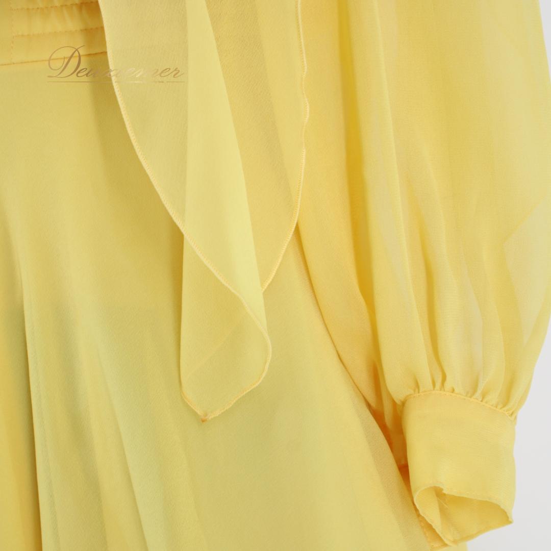 【日本製 社交ダンス衣装】イエロー Chacott 上下セット ツーピース 黄色