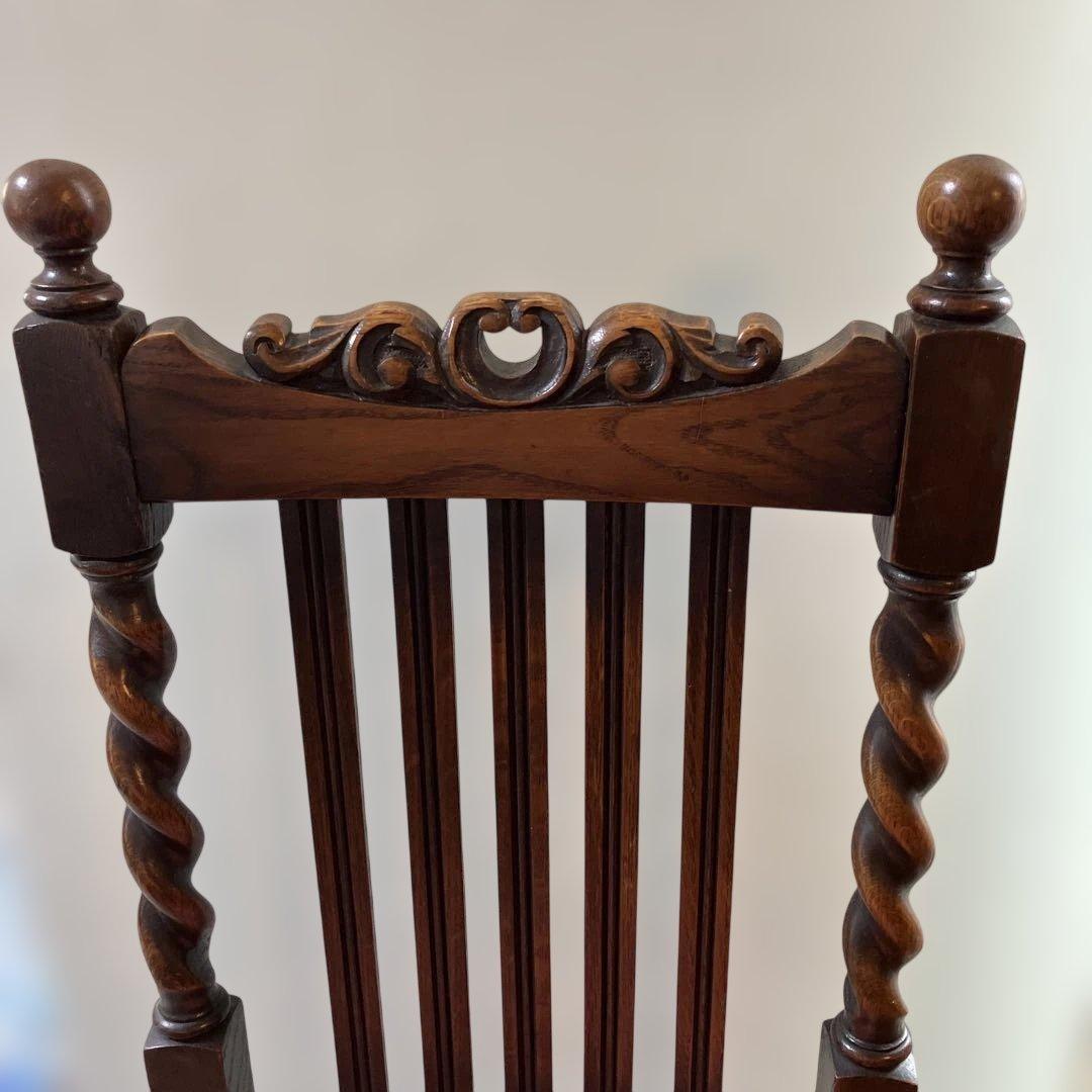 英国　アンティーク　木製椅子 ツイストレッグ　ダイヤモンドパターン ピンク