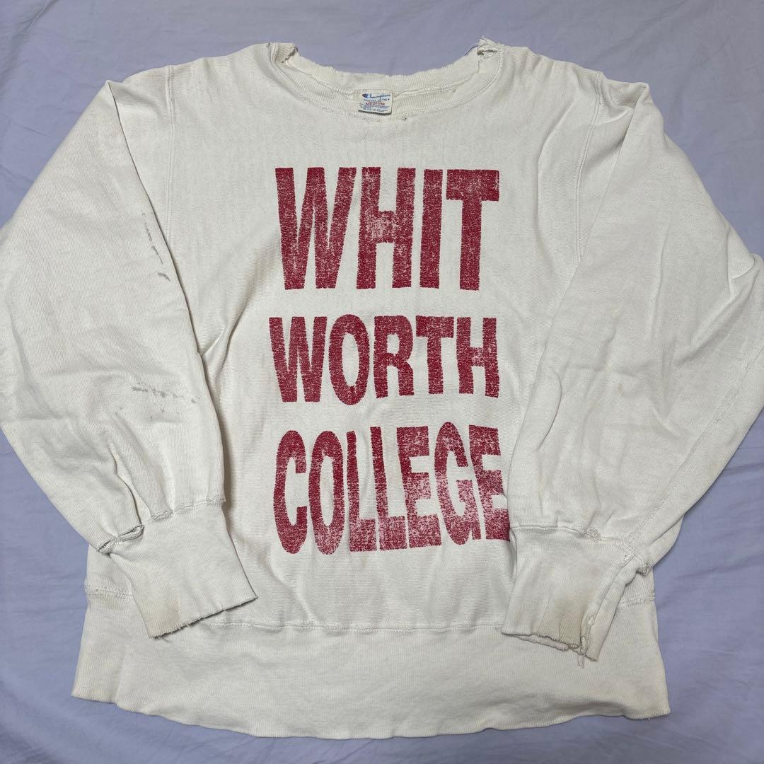 80s USA製 白 チャンピオン リバースウィーブ ボロ ヴィンテージ