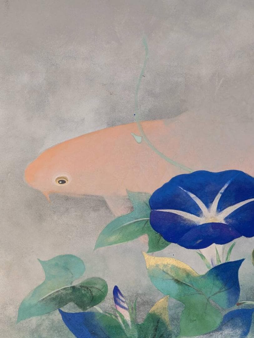 【真作】絵画　五十嵐清徳　日本画8号　朝顔　涼やかな夏の景色　夏の情景　Z16