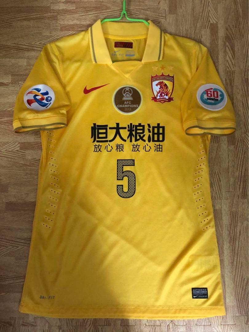 【選手支給品】2014年広州恒大ACLユニフォーム　5番張琳芃選手